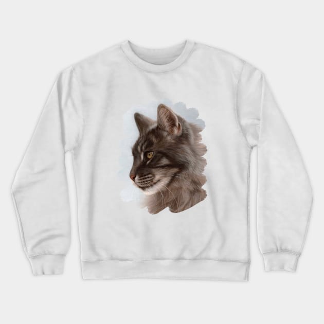 Maine Coon Painting Crewneck Sweatshirt by rachelstribbling